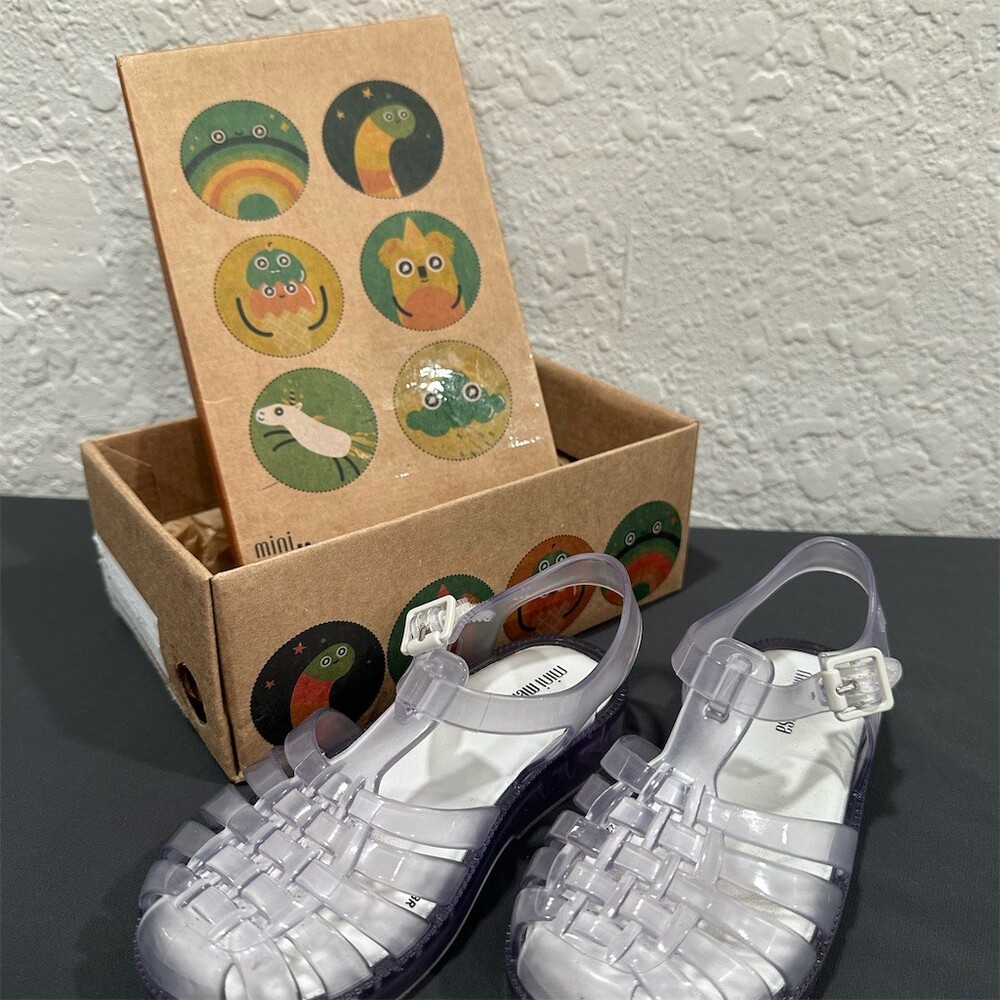 Mini Melissa Fisherman Mary Jane Sandals Girls Size 10 Clear w/ Box